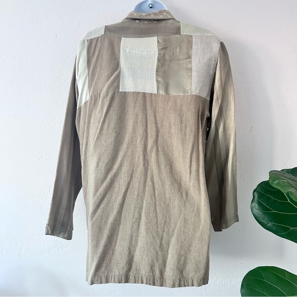 NEIL & DAVID Vintage Linen Lagenlook Patchwork Mixed Media Shirt Jacket Size S - Picture 6 of 13